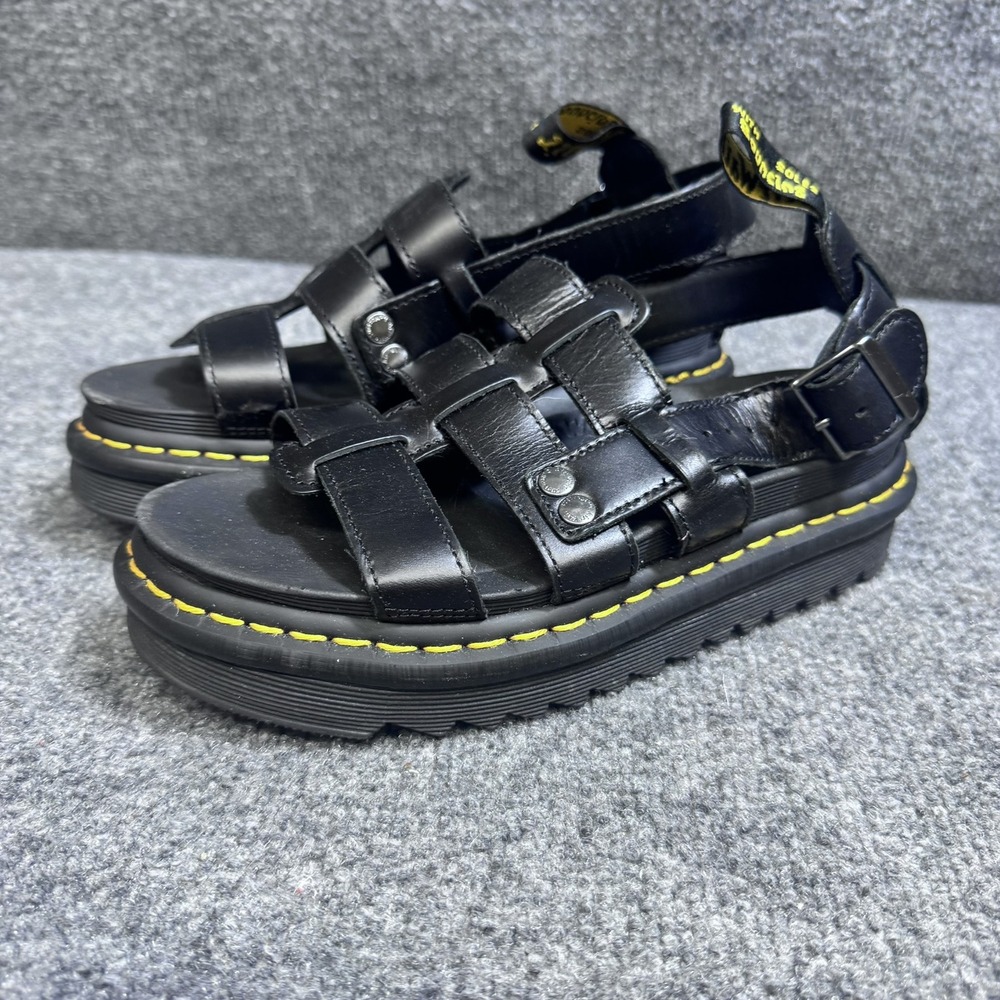 Dr. Martens Sandals Mens 5 Terry Black Leather Platform Gladiator EUC
